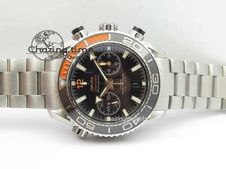0413 Sustainable Planet Ocean Master Chronometer Chrono SS OM 1:1 Best Edition Black Dial On SS Bracelet A 8179
